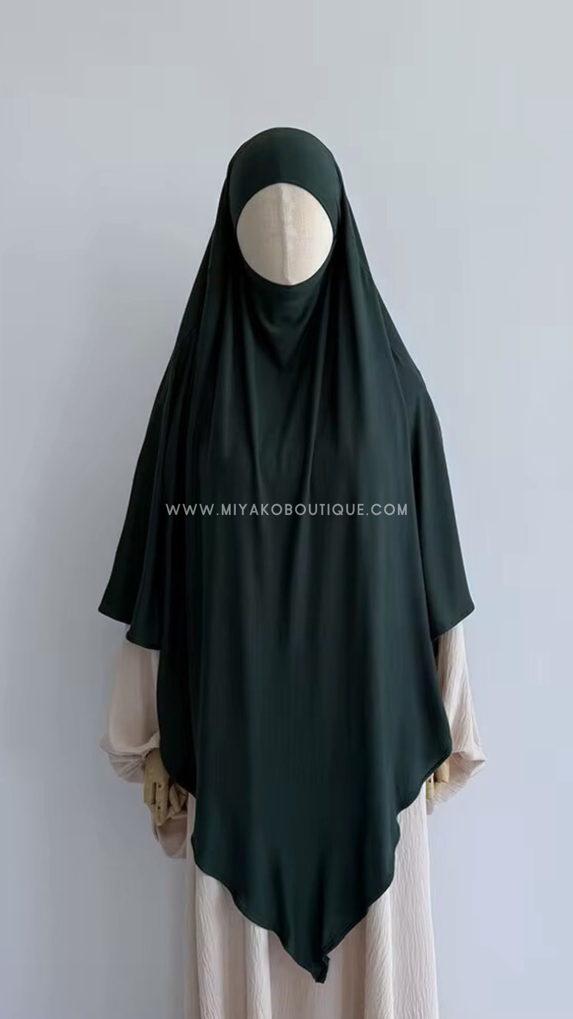 Cotton Jersey Khimar | Dark Green