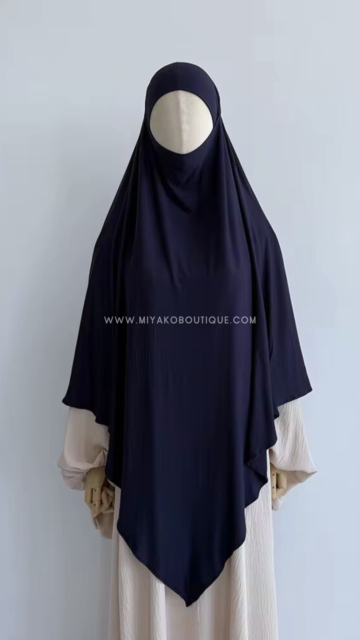 Cotton Jersey Khimar | Navy Blue