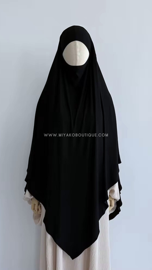 Cotton Jersey Khimar | Black